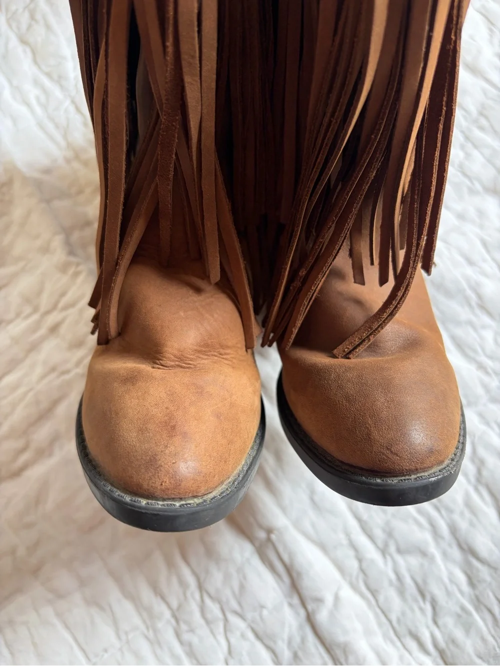 Old West Brown Suede Fringe Ankle Boots